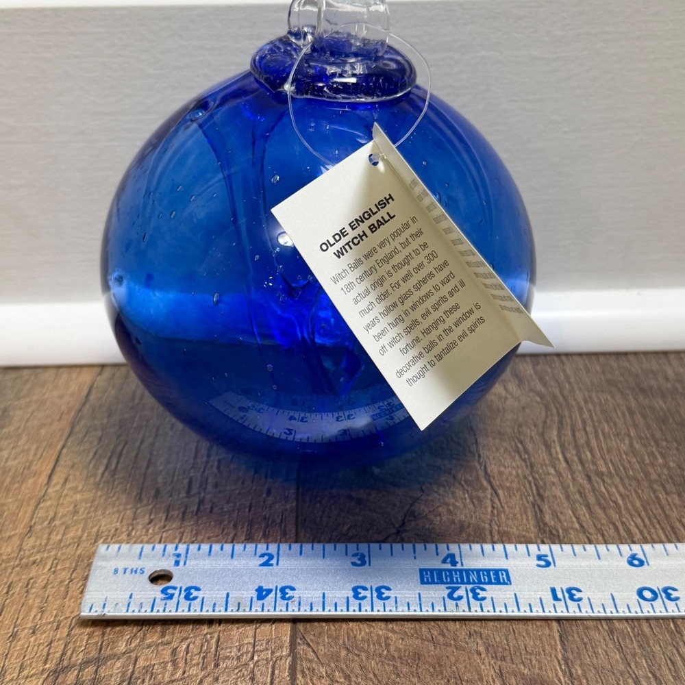 Kitras Art Glass Olde English Witch Ball Unisex 6 Inch Blue - Picture 5 of 10